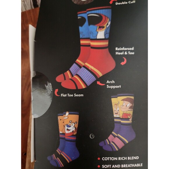 Swag Kelloggs Multicolor Mens Size 8-13 Novelty Performance Retro Crew Socks 3Pk - Picture 6 of 7